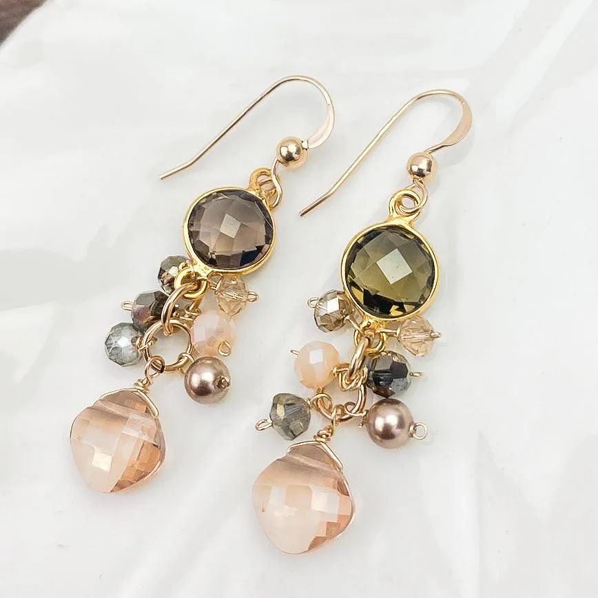 Sienna Bezel and Square Gem Earrings