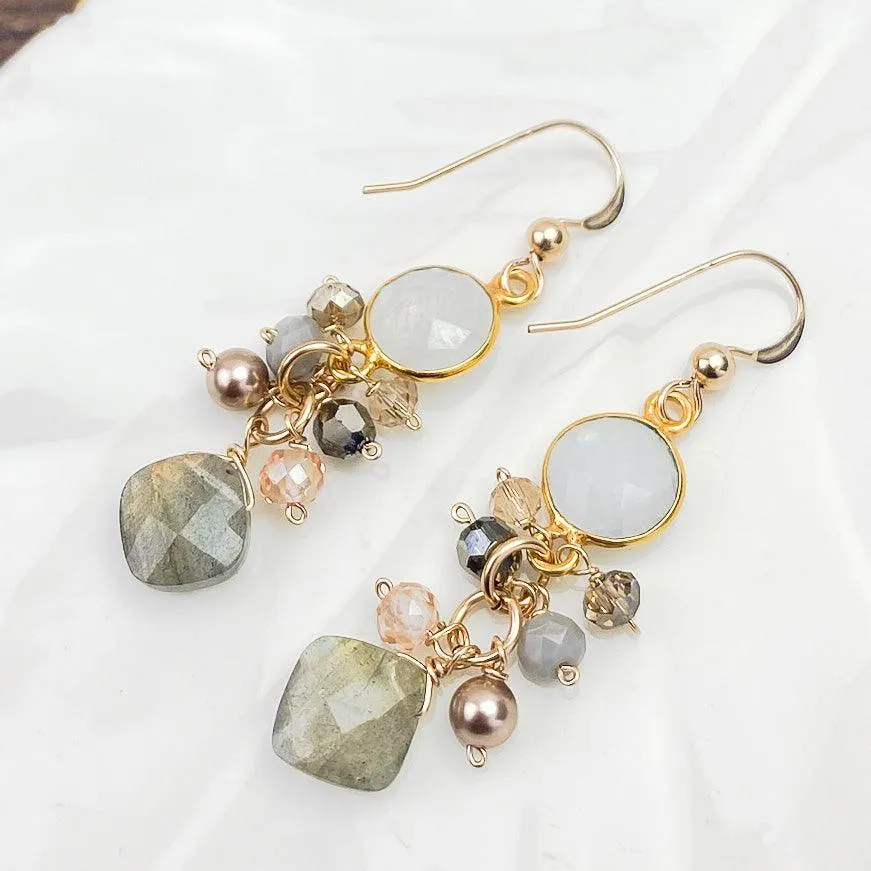 Sienna Bezel and Square Gem Earrings