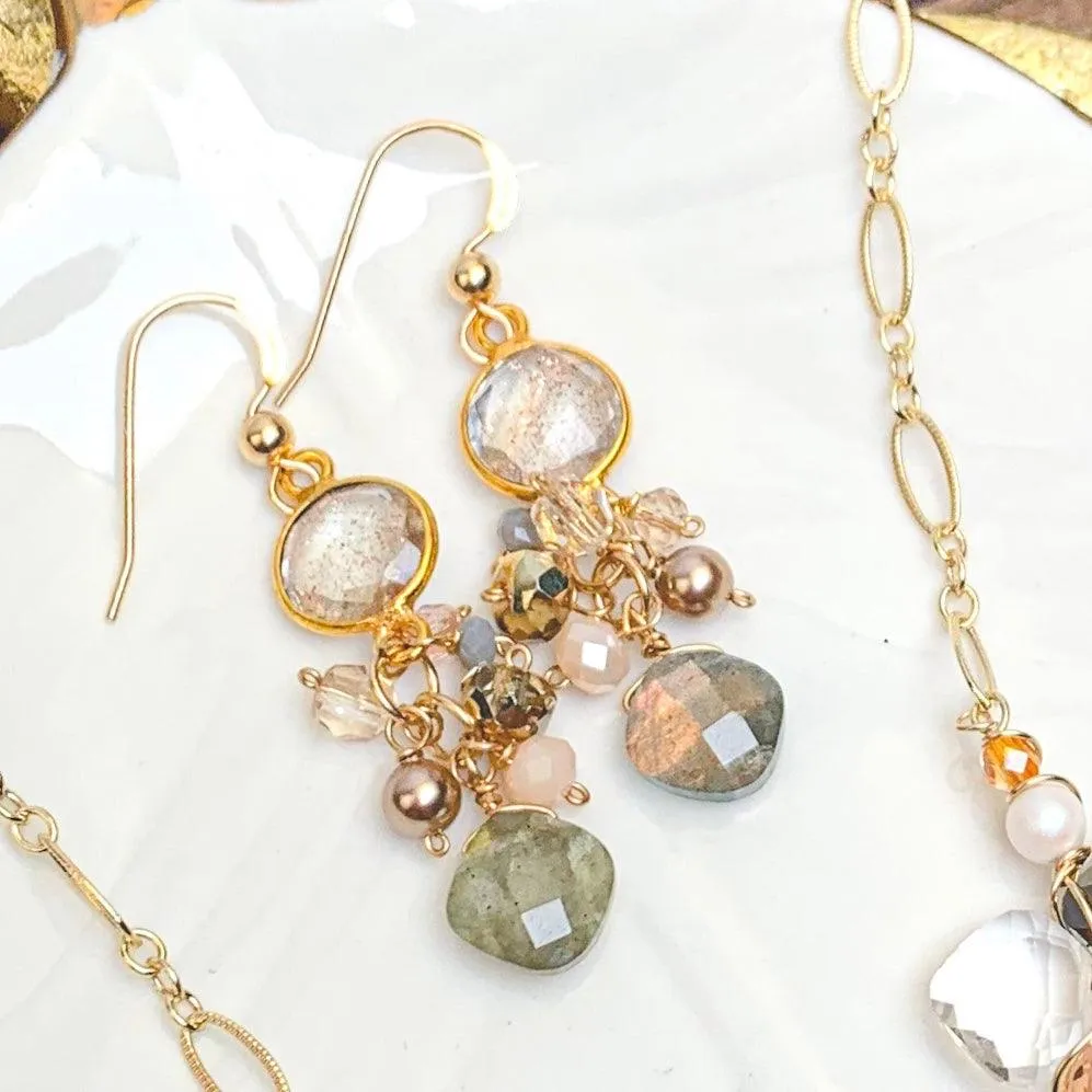 Sienna Bezel and Square Gem Earrings
