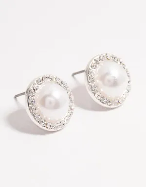 Silver Bohemia Czech Crystal Halo Stud Earrings