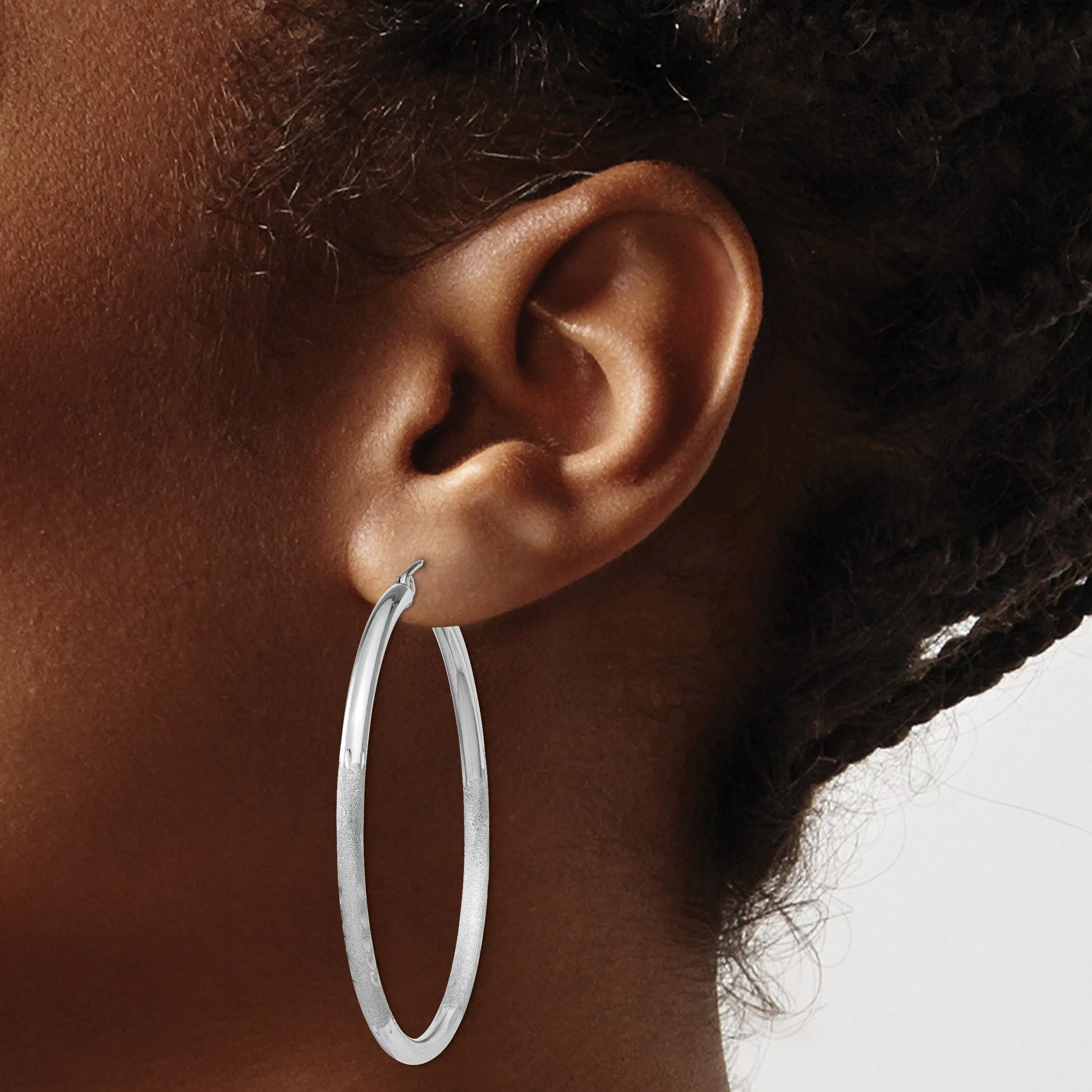 Silver D.C Round Hoop Hinged Earrings