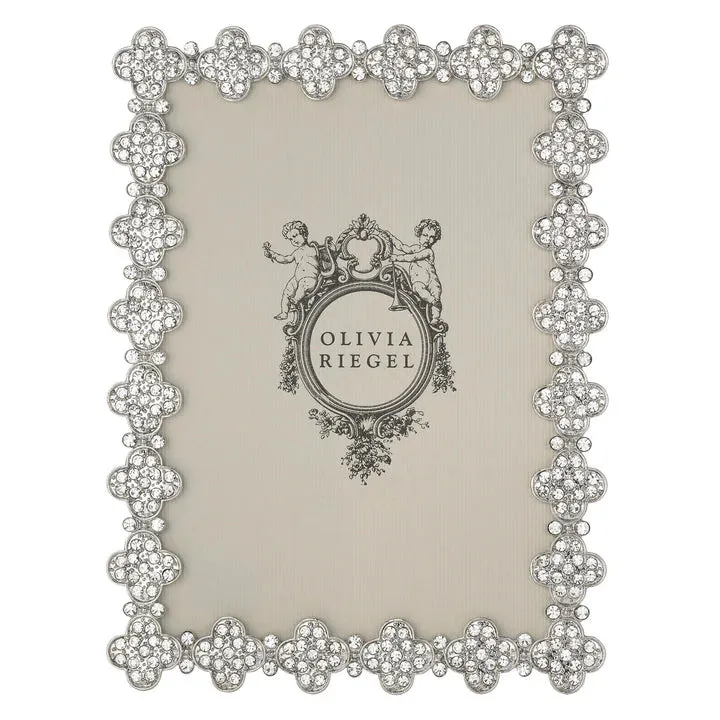 Silver Pavé Clover Frame by Olivia Riegel