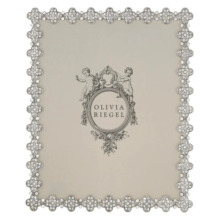 Silver Pavé Clover Frame by Olivia Riegel