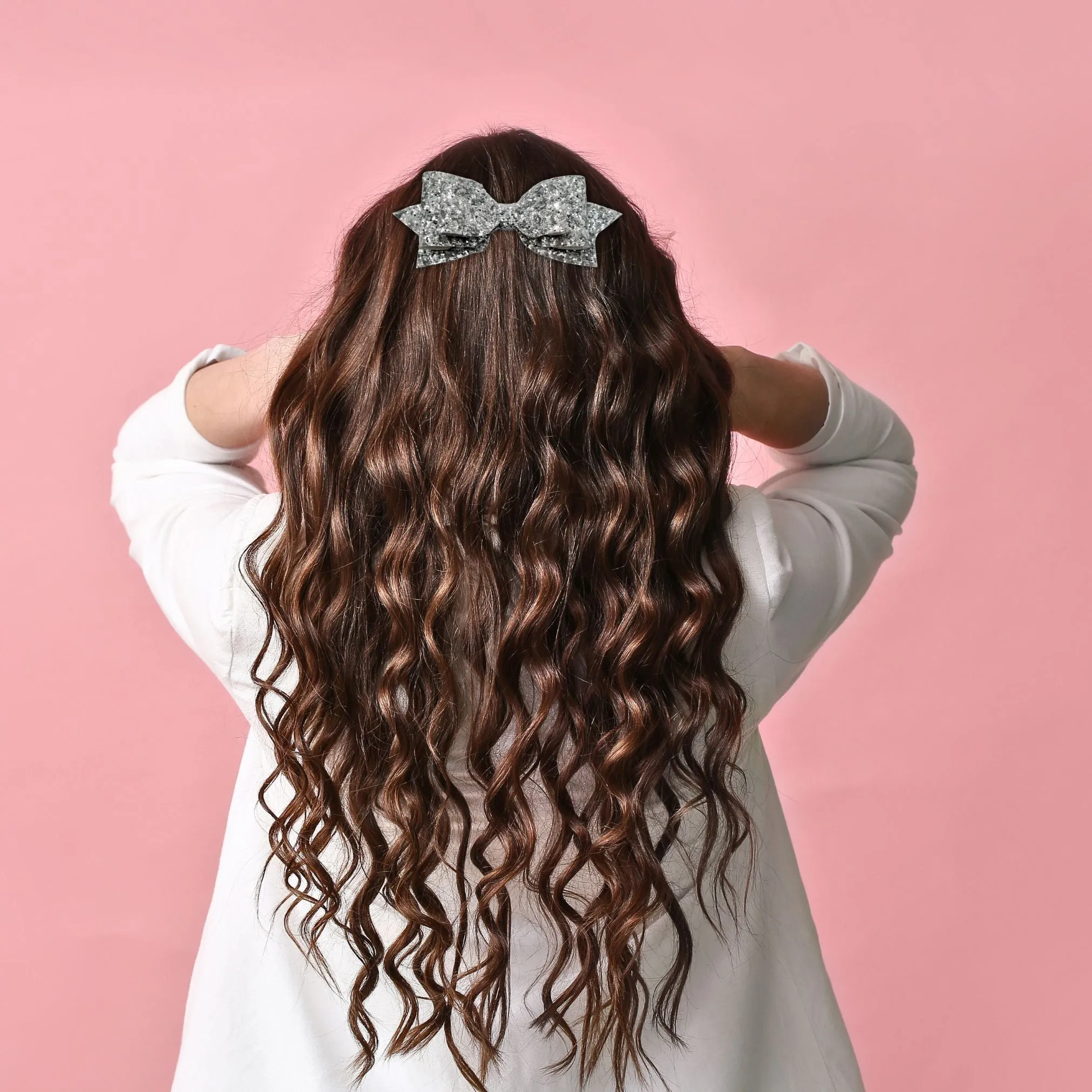 Silver Pepperdine Glitter Hair Bow