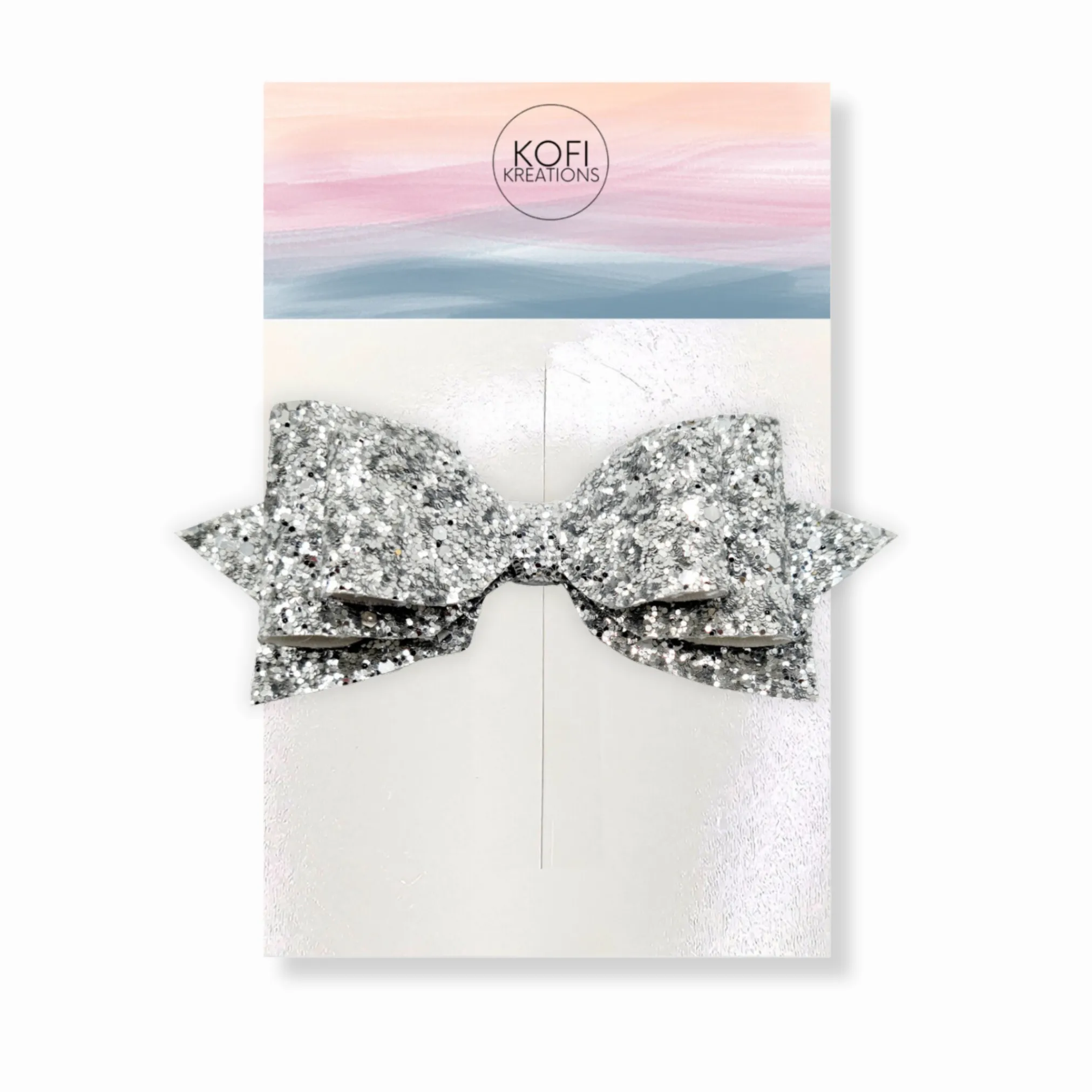 Silver Pepperdine Glitter Hair Bow