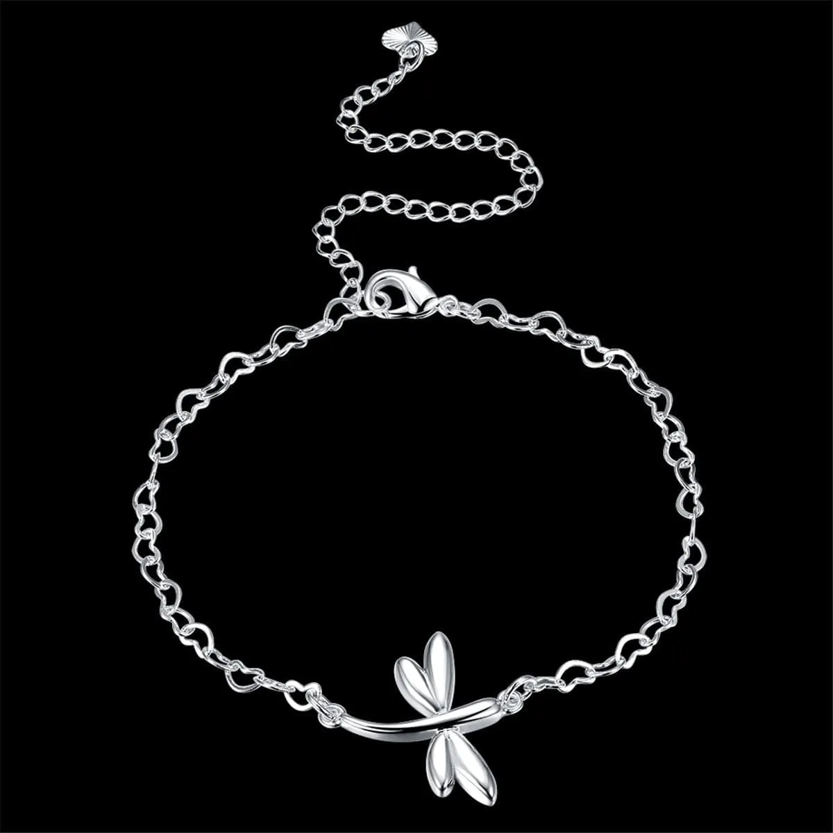 Silver-Plated Dragonfly Anklet