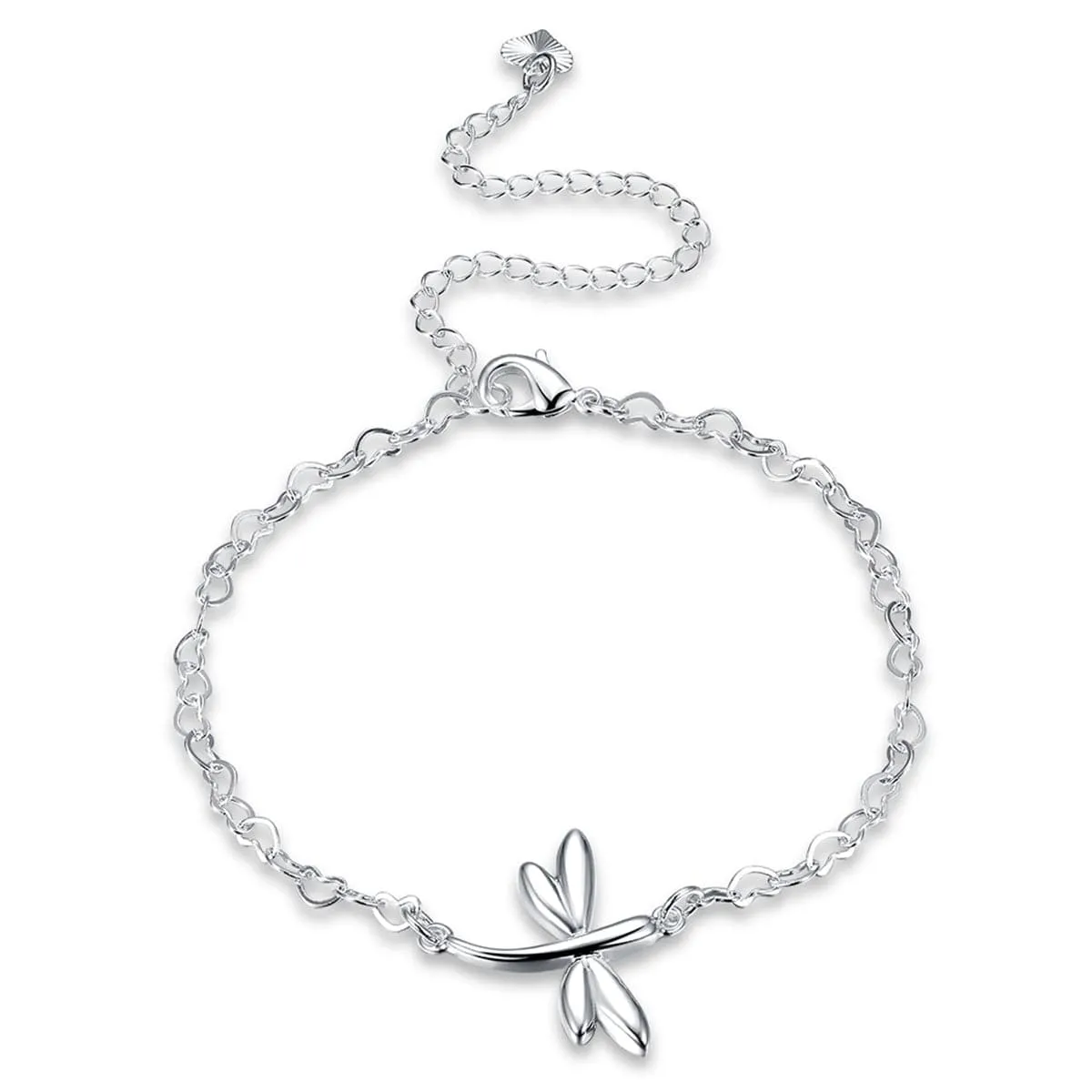 Silver-Plated Dragonfly Anklet