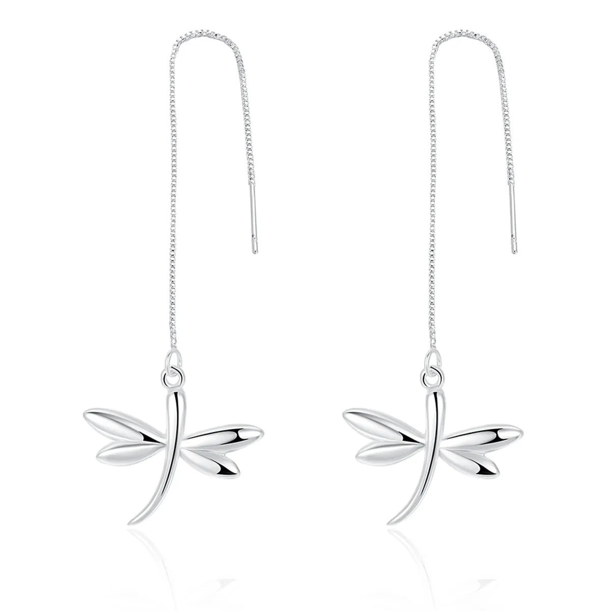 Silver-Plated Dragonfly Threader Earrings