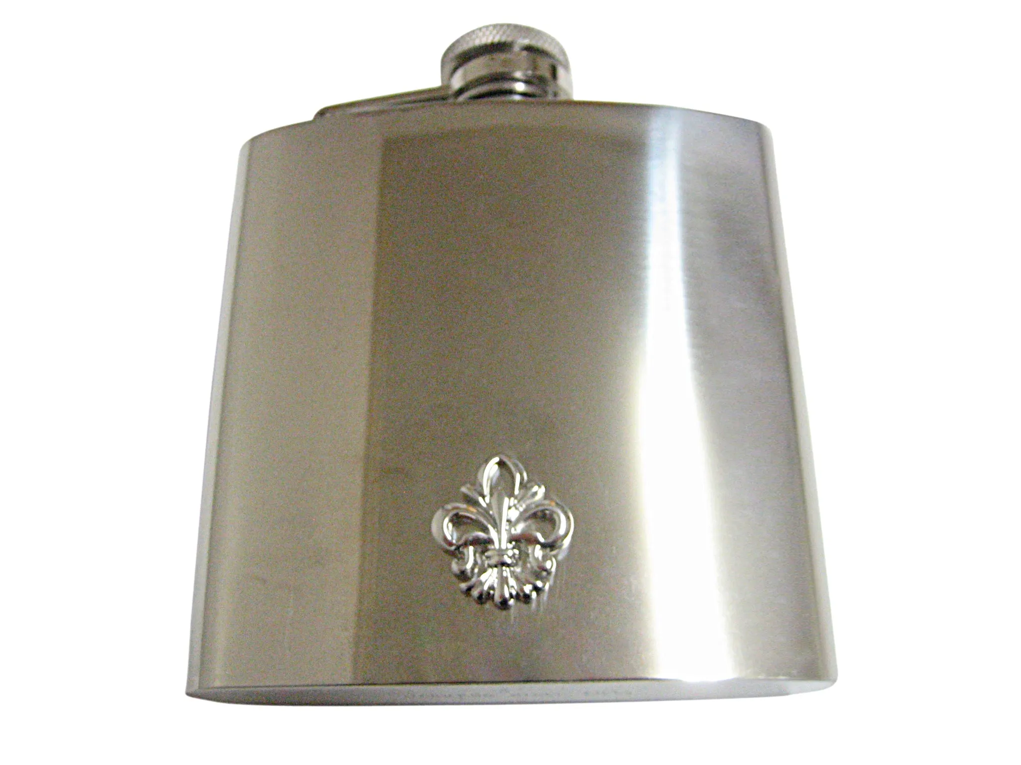 Silver Toned Detailed Fleur de Lys 6oz Flask