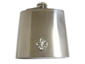 Silver Toned Detailed Fleur de Lys 6oz Flask