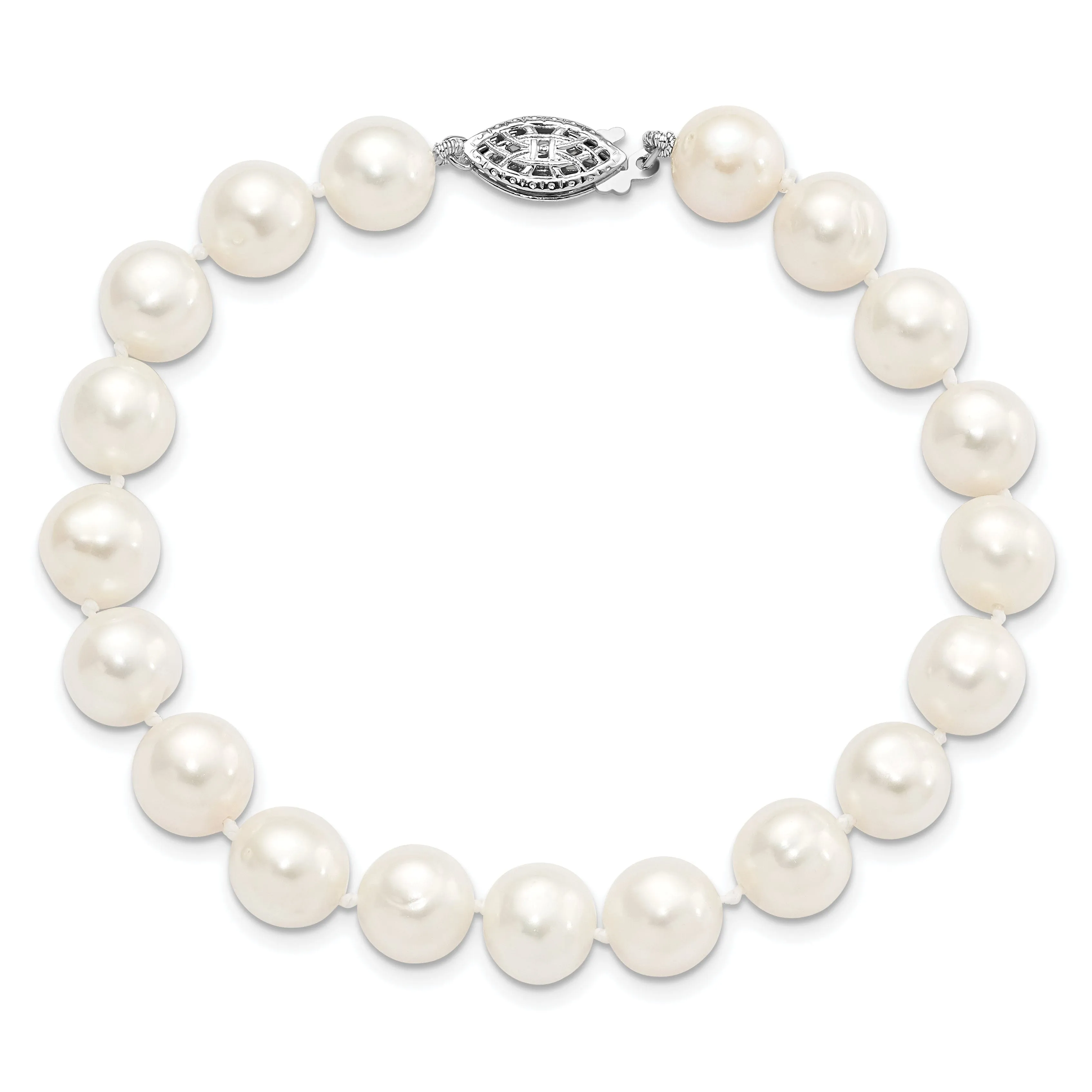 Silver White Freshwater Cultured Pearl Bracelet