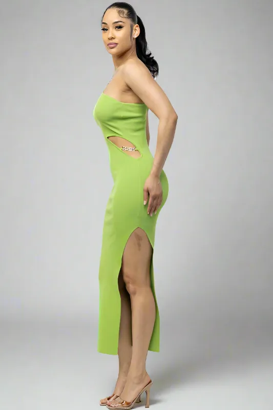 Single Shoulder Side Slit Dress