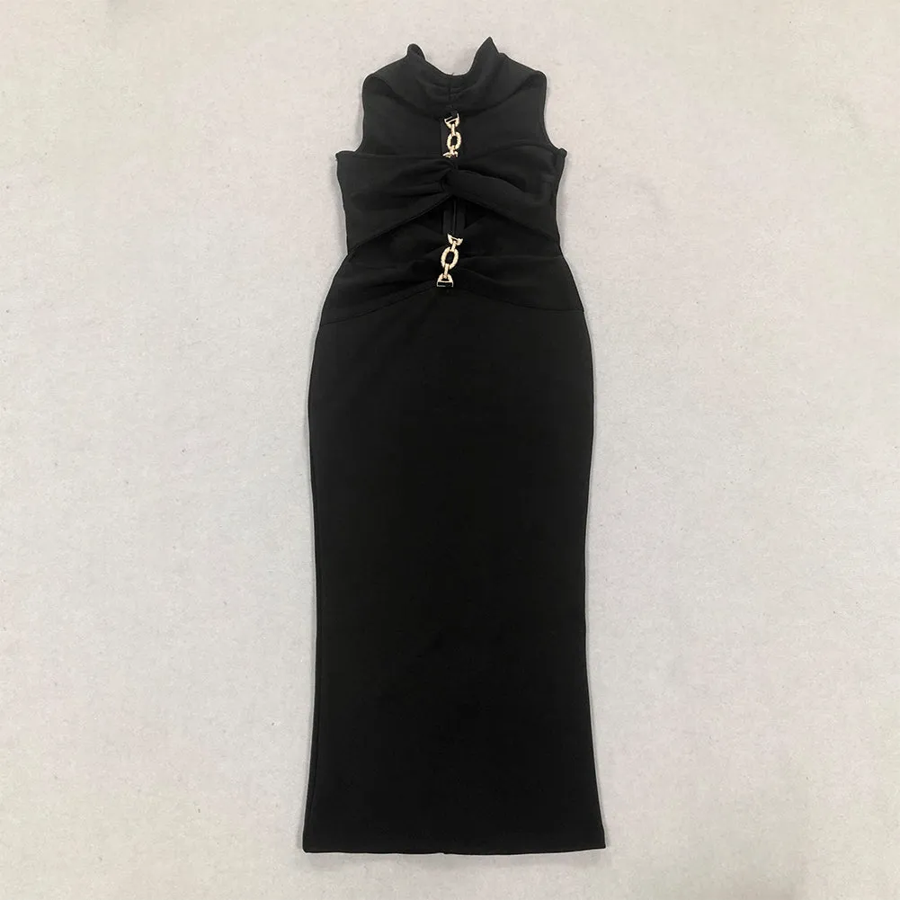 Sleeveless Cut Out Midi Bandage Dress HL9648