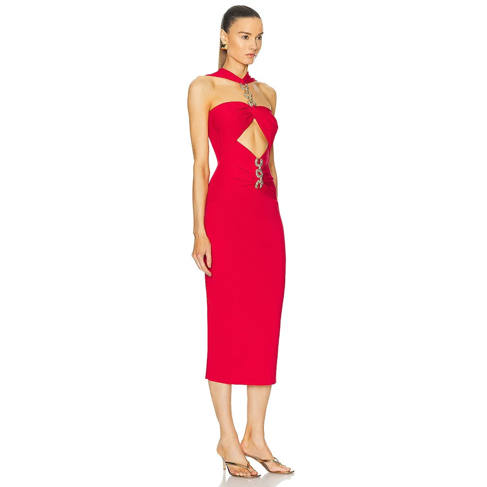 Sleeveless Cut Out Midi Bandage Dress HL9648