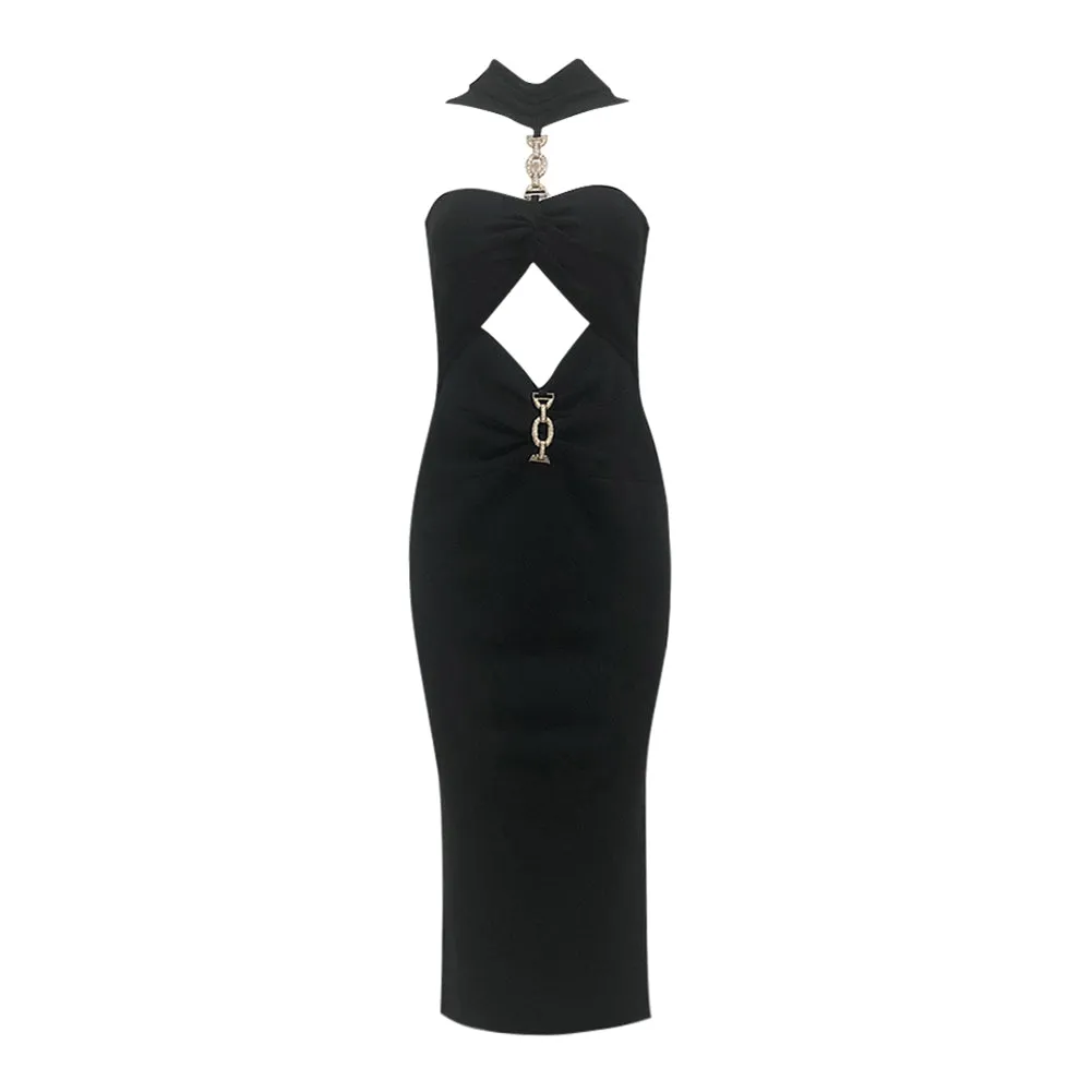 Sleeveless Cut Out Midi Bandage Dress HL9648