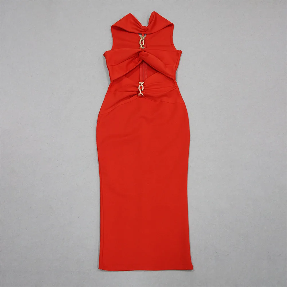 Sleeveless Cut Out Midi Bandage Dress HL9648