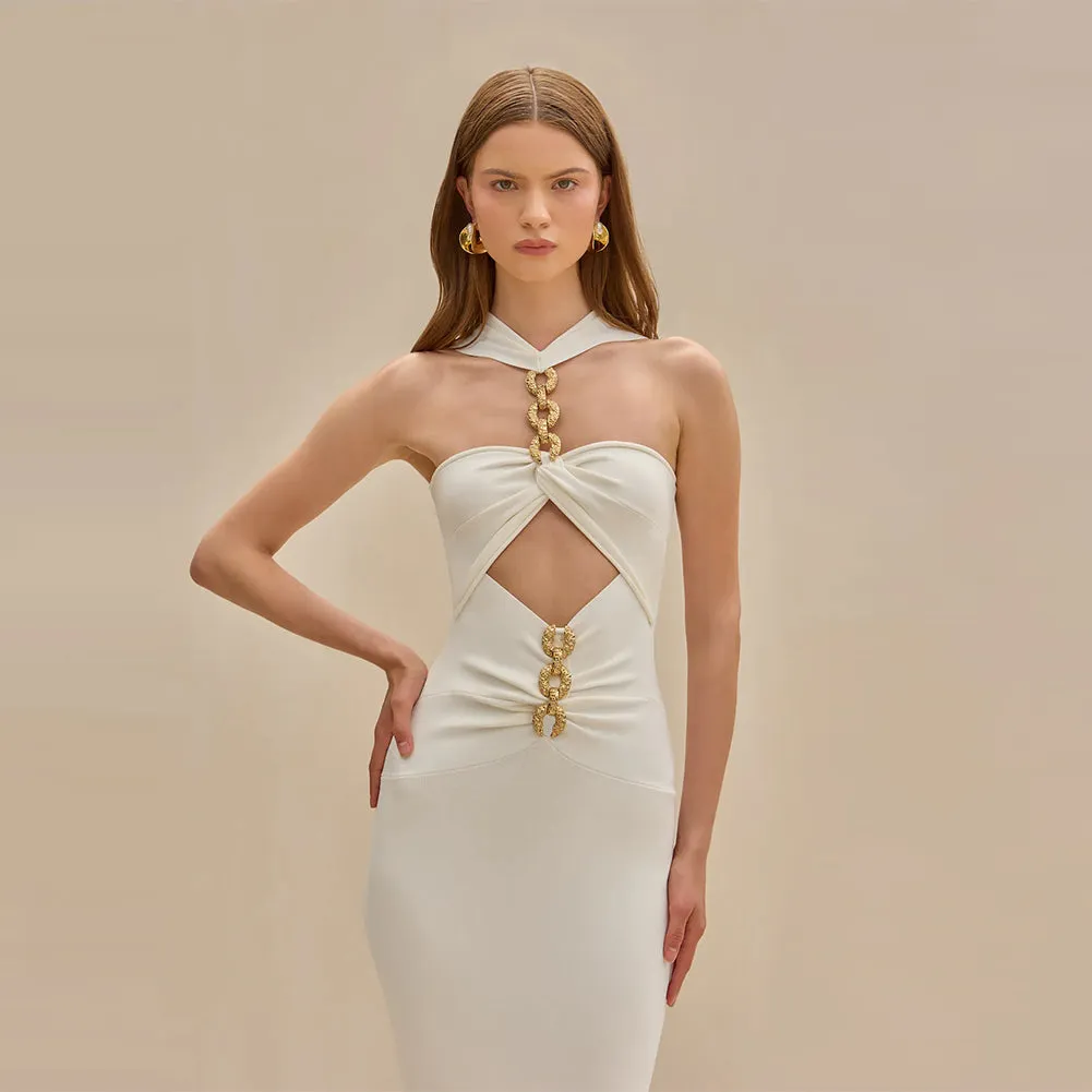 Sleeveless Cut Out Midi Bandage Dress HL9648