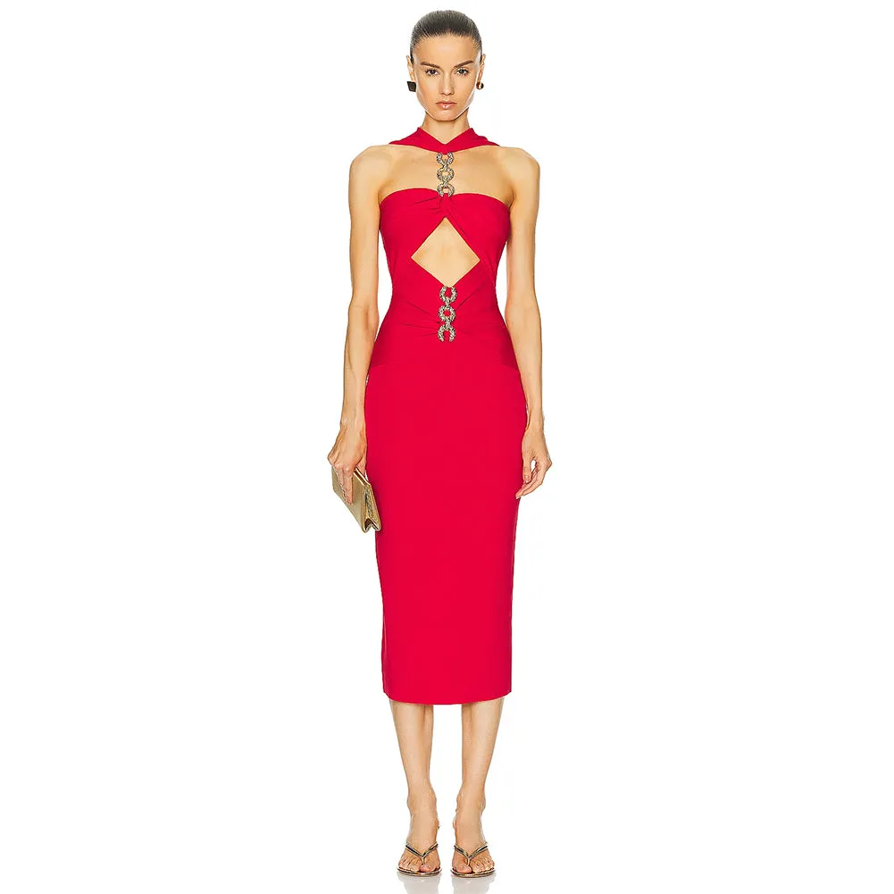 Sleeveless Cut Out Midi Bandage Dress HL9648