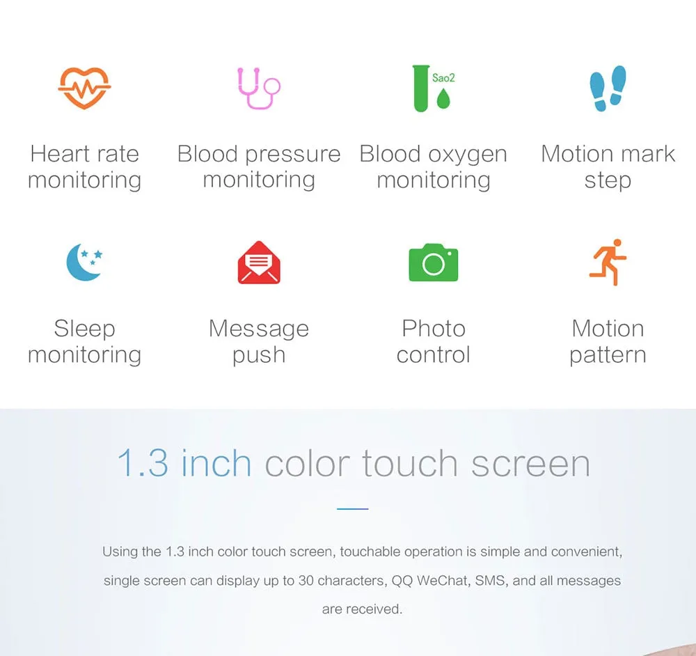 Smart Fitness Bracelet Watch Unisex P68 Multiple Sports Mode  Smart Band For ISO Android