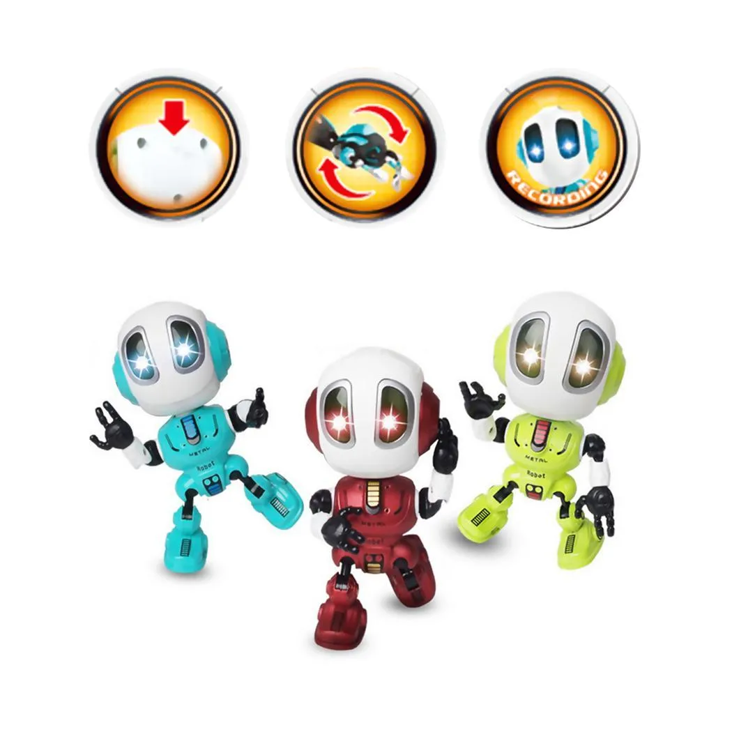 Smart Robot Toy Electronic Action Figure Toy Intelligent Sound Recording Function Alloy Robot LED Lighting Toys