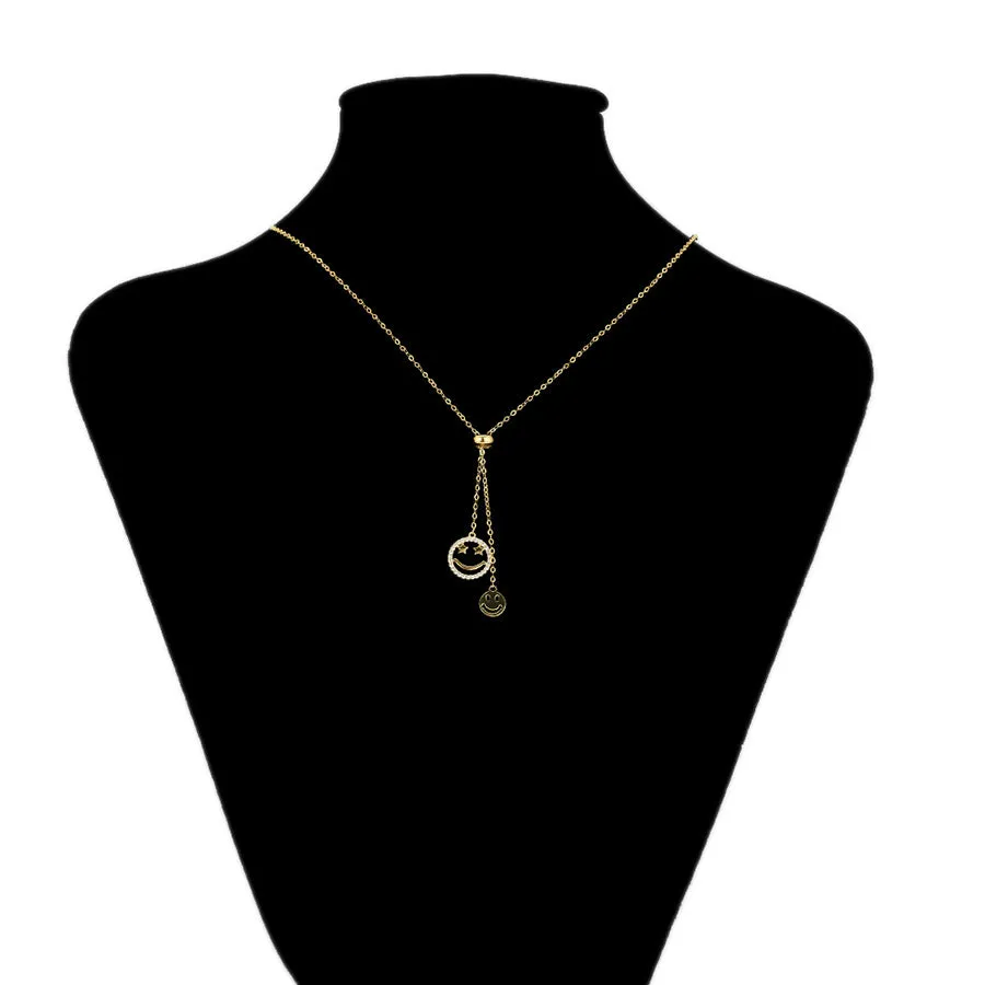 Smiley Face 14K Gold Plated Emoji Necklace