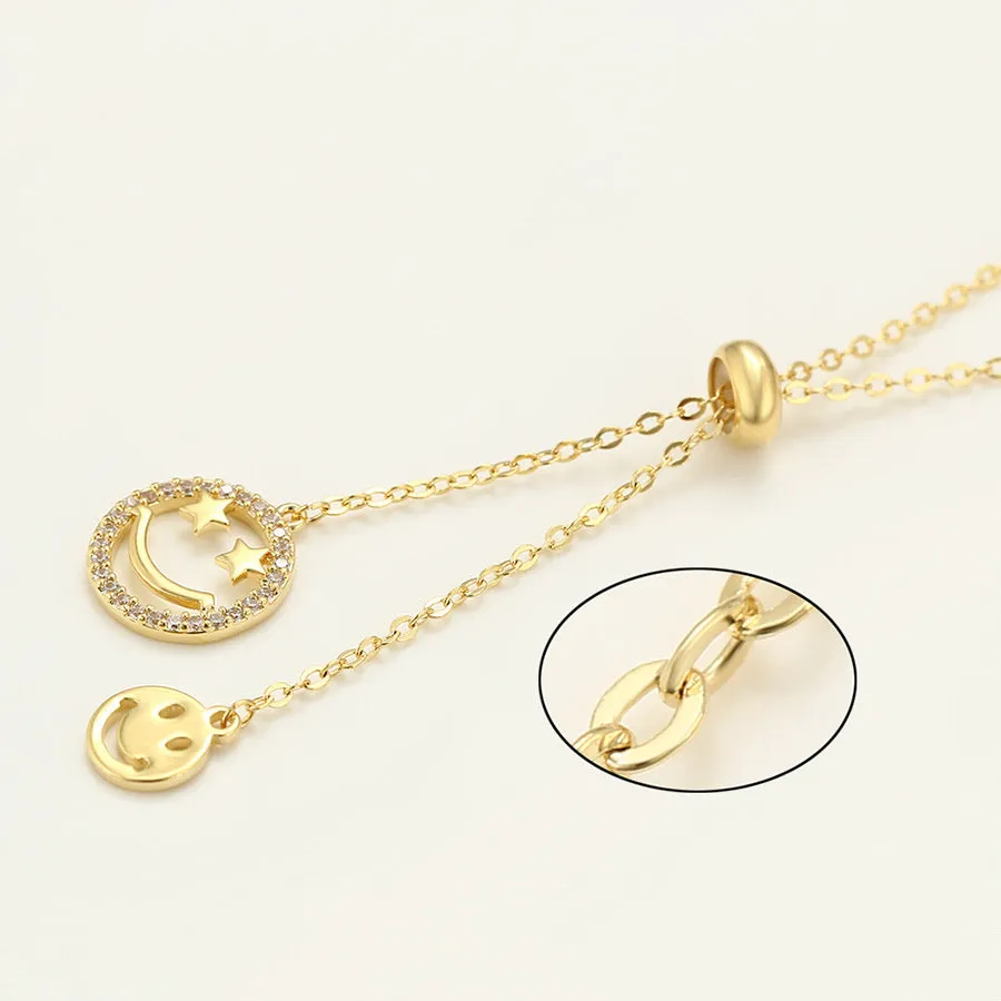 Smiley Face 14K Gold Plated Emoji Necklace
