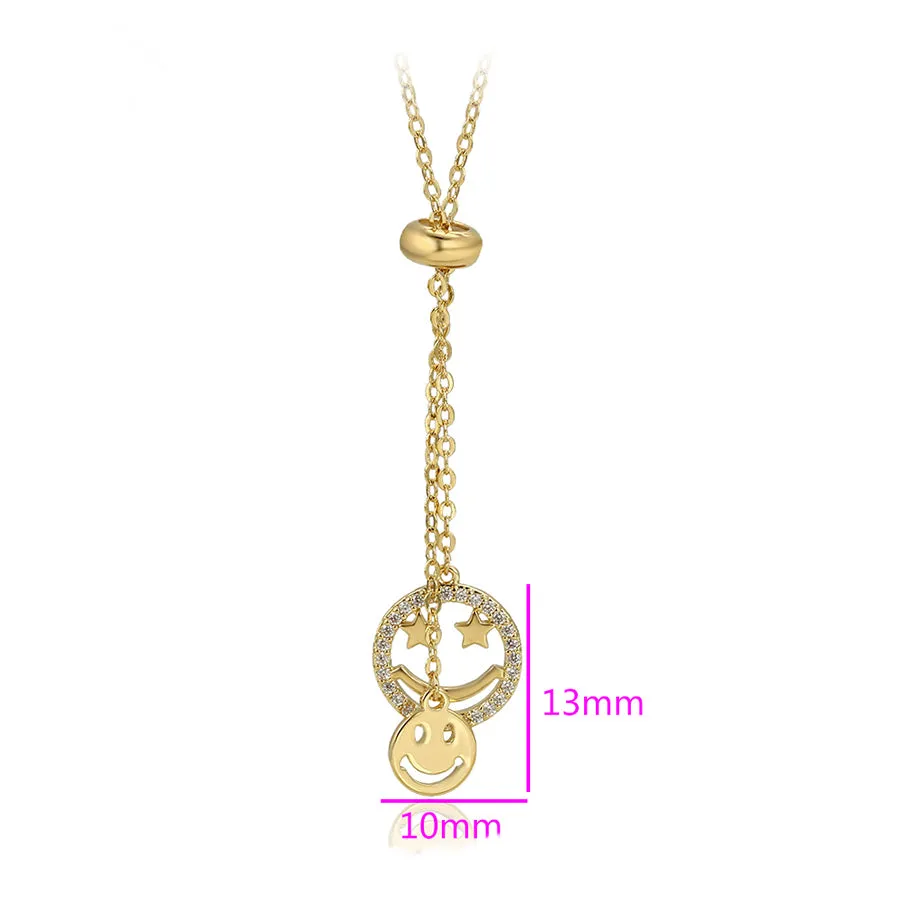 Smiley Face 14K Gold Plated Emoji Necklace