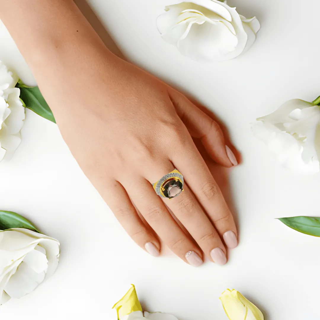 Smokey Quartz Statement Ring