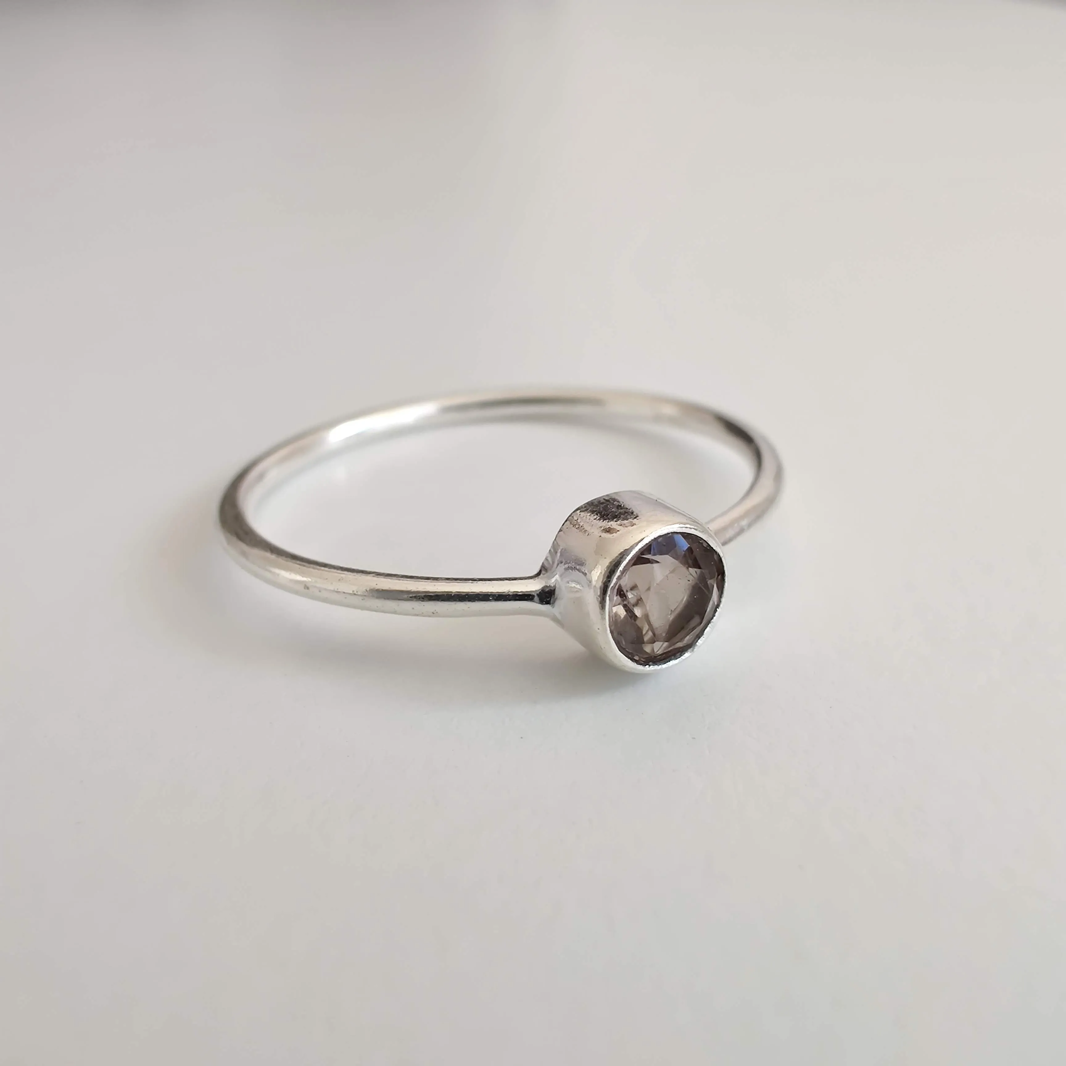 Smoky Quartz Delicate 925 Sterling Silver Ring