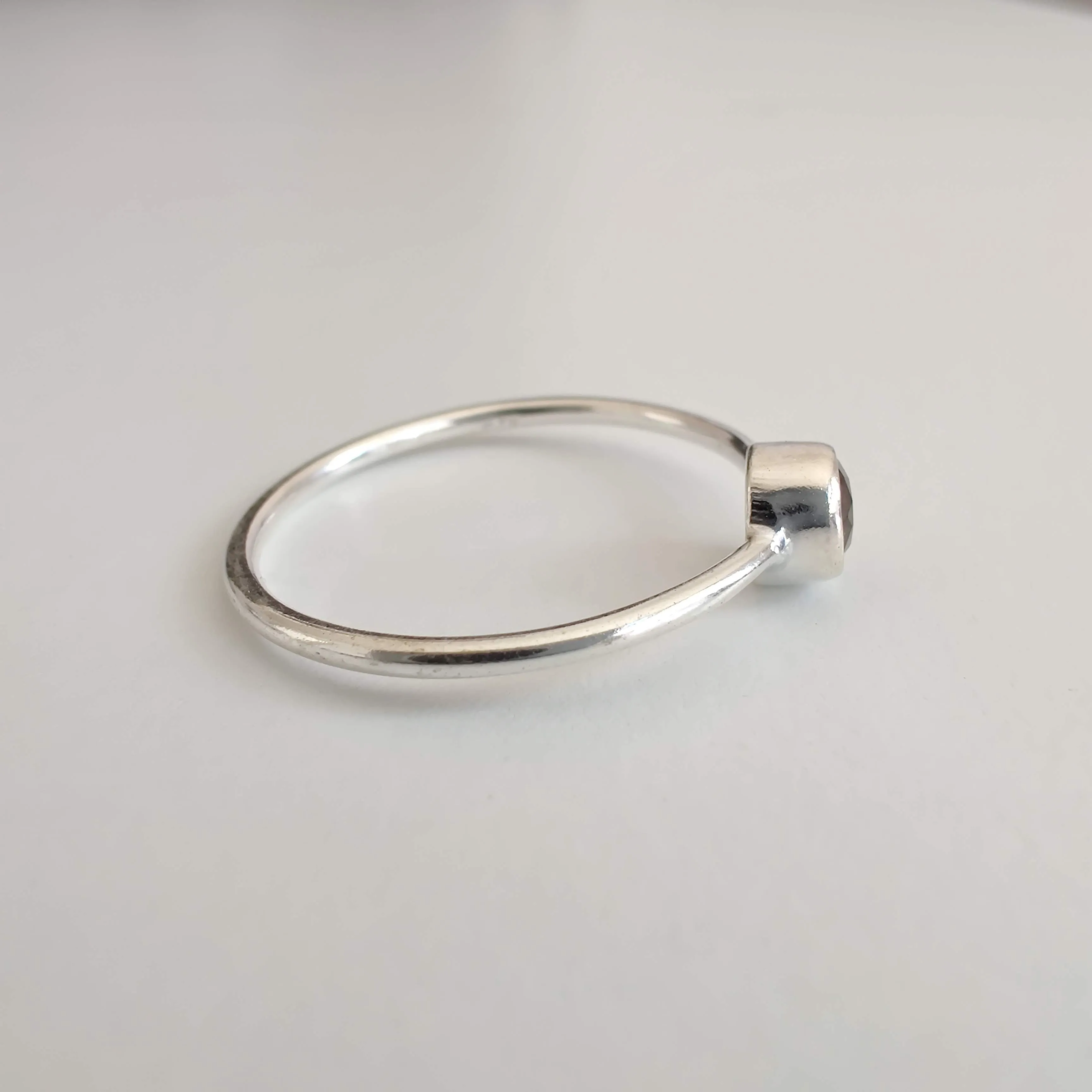 Smoky Quartz Delicate 925 Sterling Silver Ring