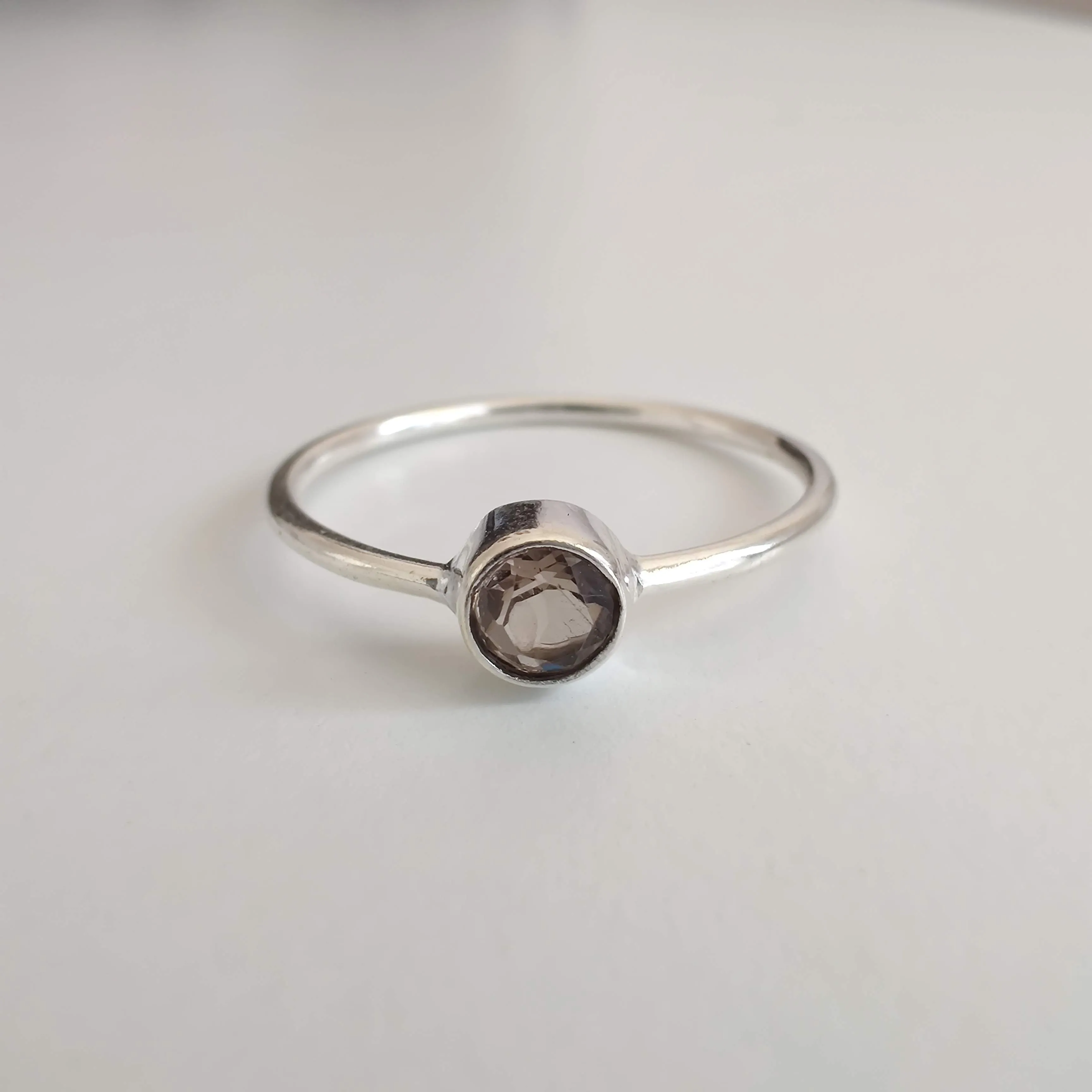 Smoky Quartz Delicate 925 Sterling Silver Ring