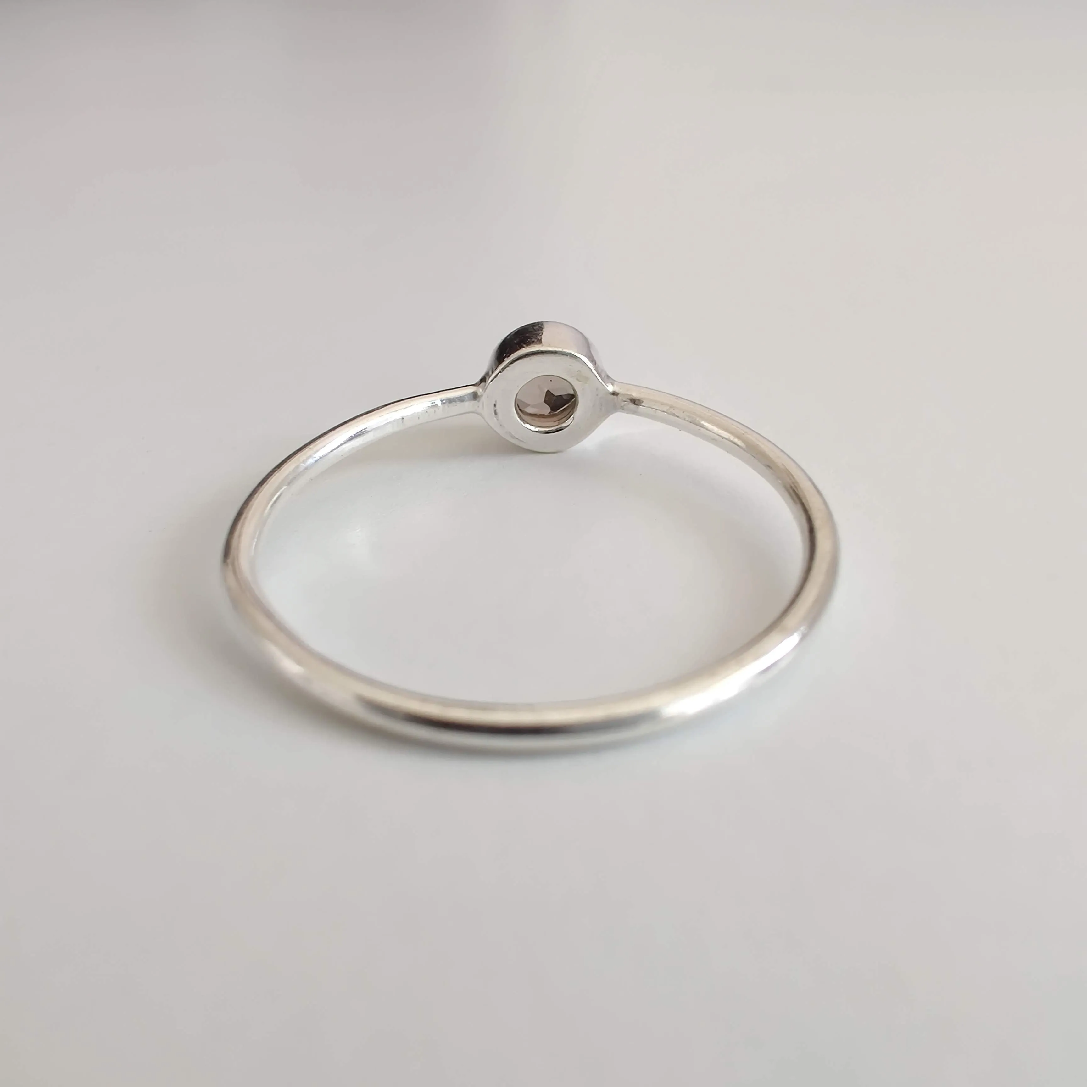 Smoky Quartz Delicate 925 Sterling Silver Ring