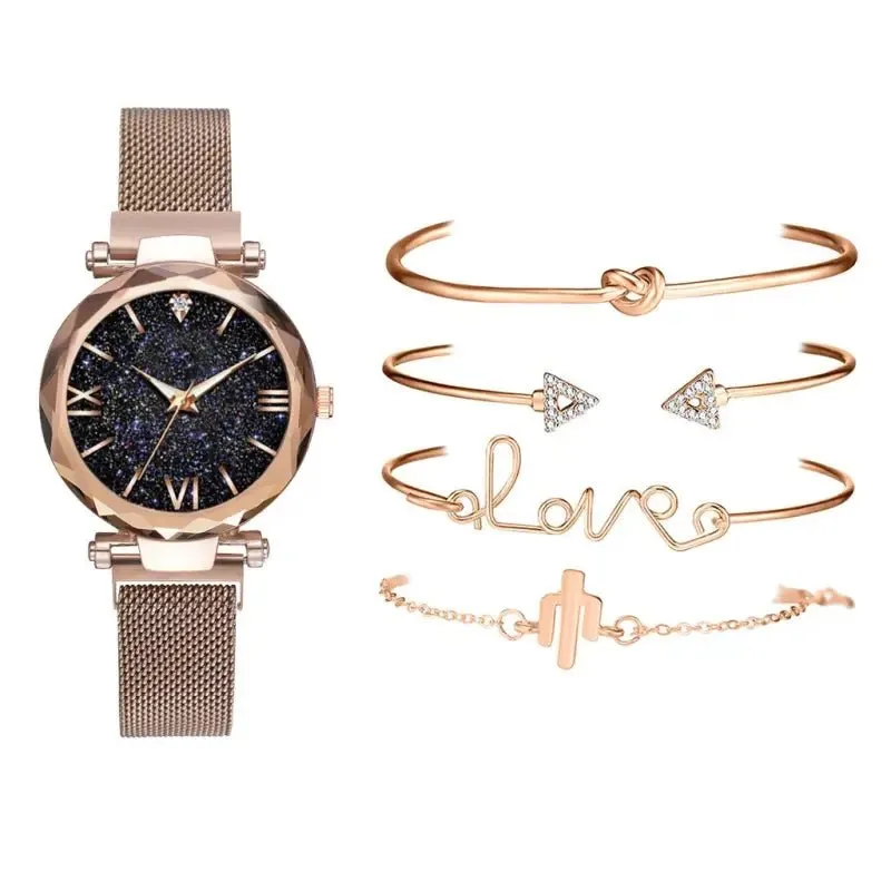 Snake Bracelet Watch Set with 33mm Diameter Glass Surface