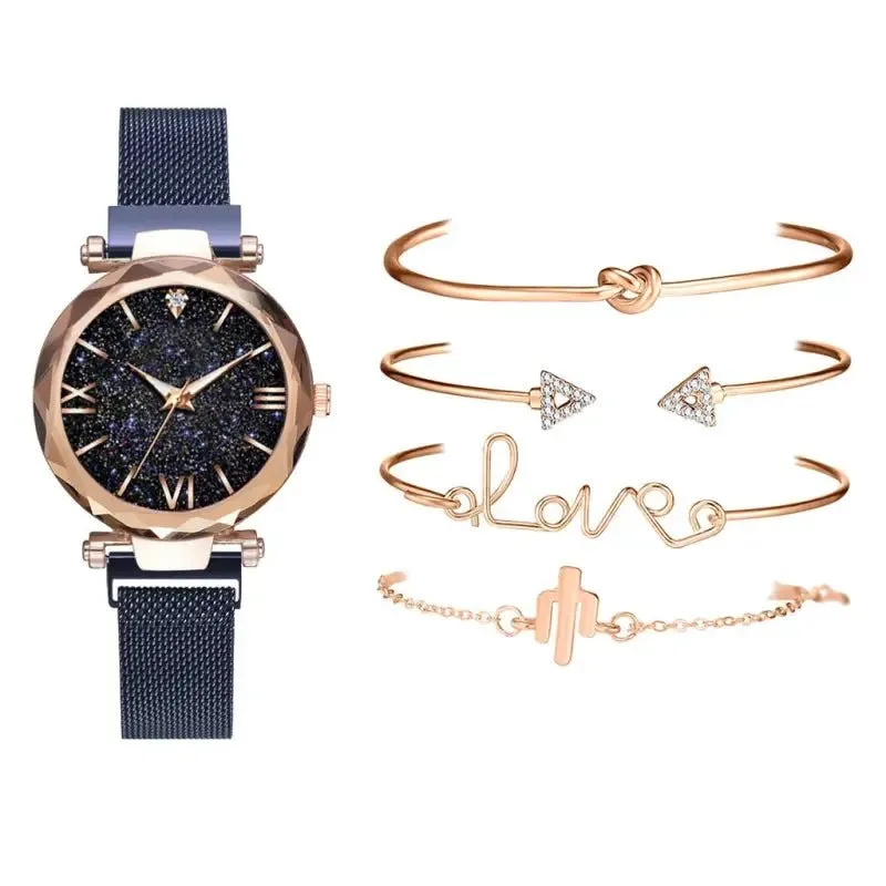 Snake Bracelet Watch Set with 33mm Diameter Glass Surface