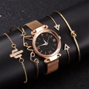 Snake Bracelet Watch Set with 33mm Diameter Glass Surface