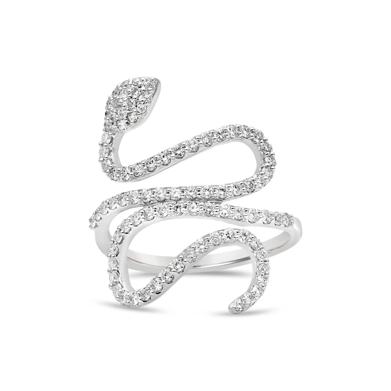 Snake Diamond Ring in White Gold
