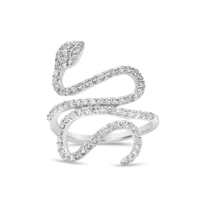 Snake Diamond Ring in White Gold
