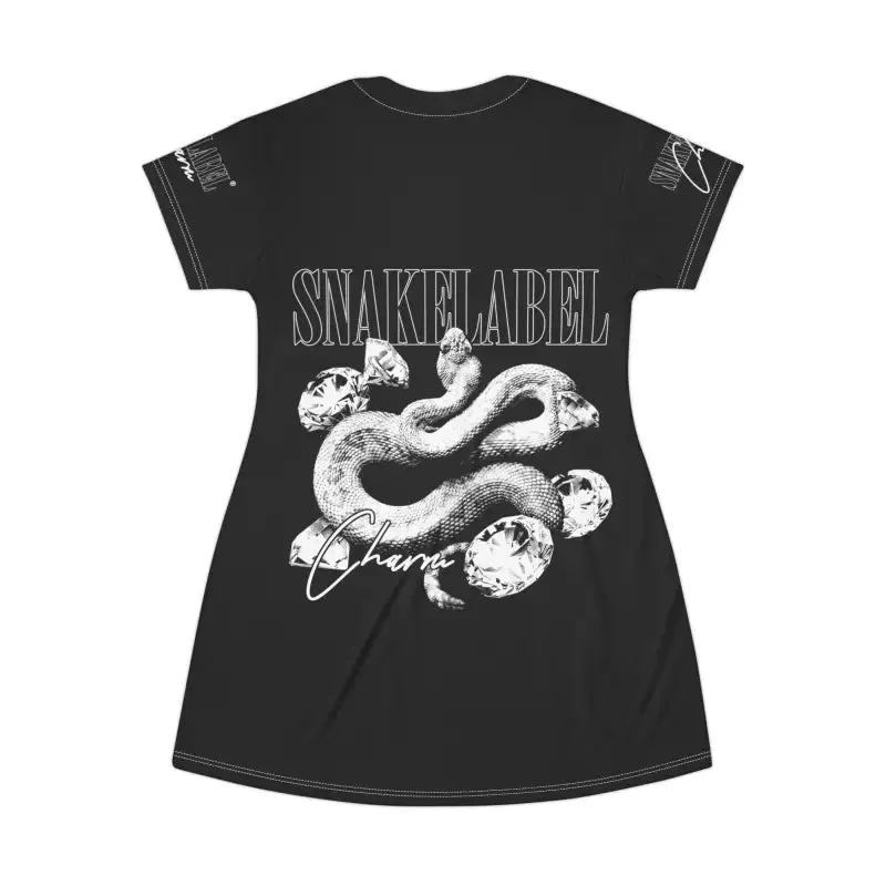 Snake Print Dress: Women's Light Fabric T-Shirt Dress, 100% Polyester