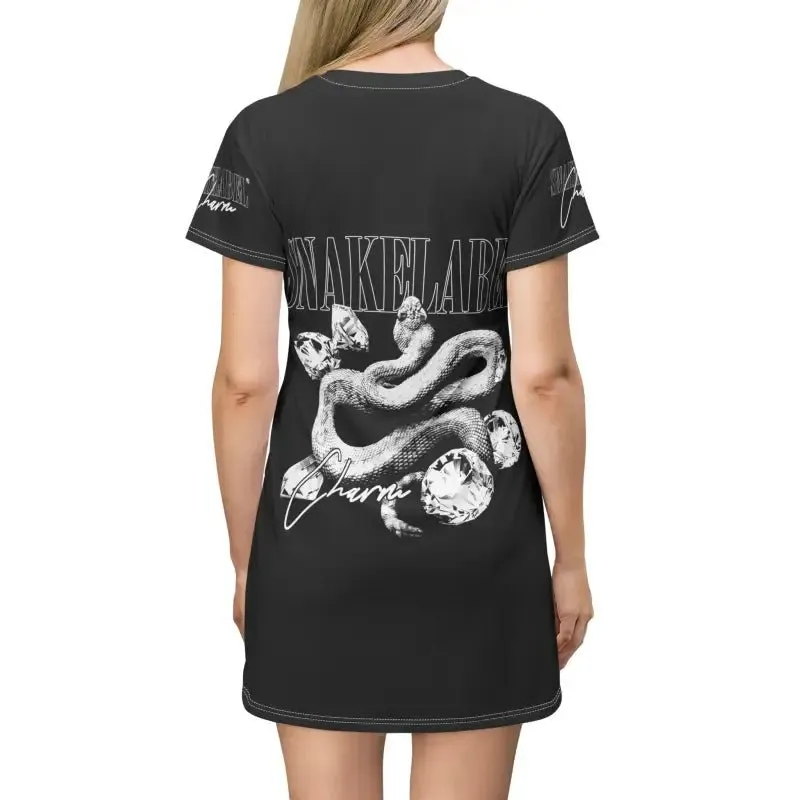 Snake Print Dress: Women's Light Fabric T-Shirt Dress, 100% Polyester