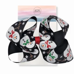Snowman Ribbon Hair Bow