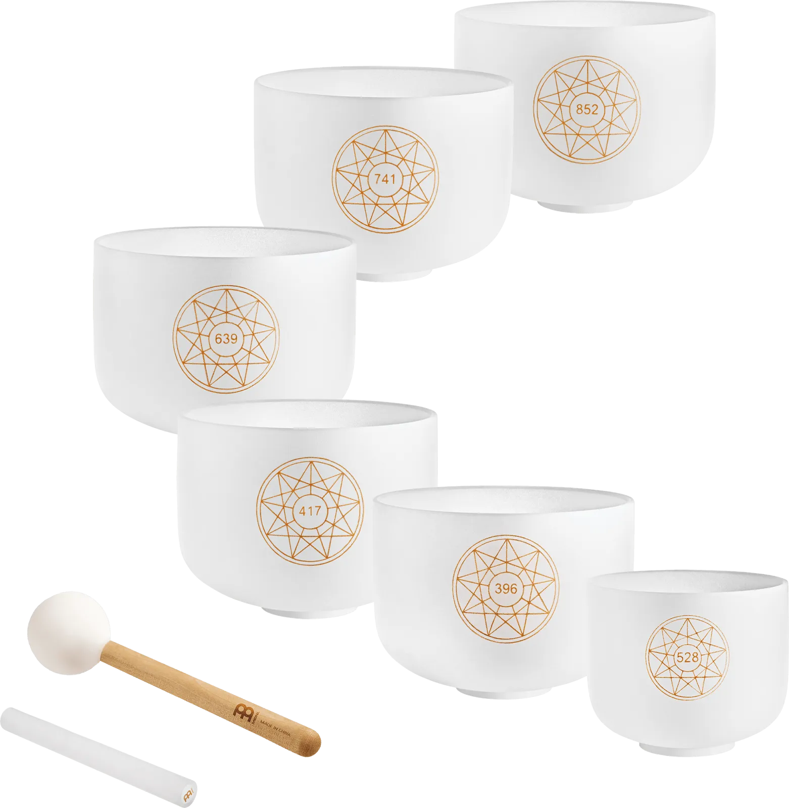 Solfeggio Crystal Singing Bowl Set (396, 417, 528, 639, 741, 852 Hz)