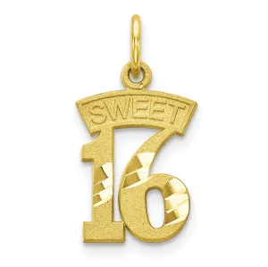Solid 10k Yellow Gold Sweet 16 Birthday Pendant