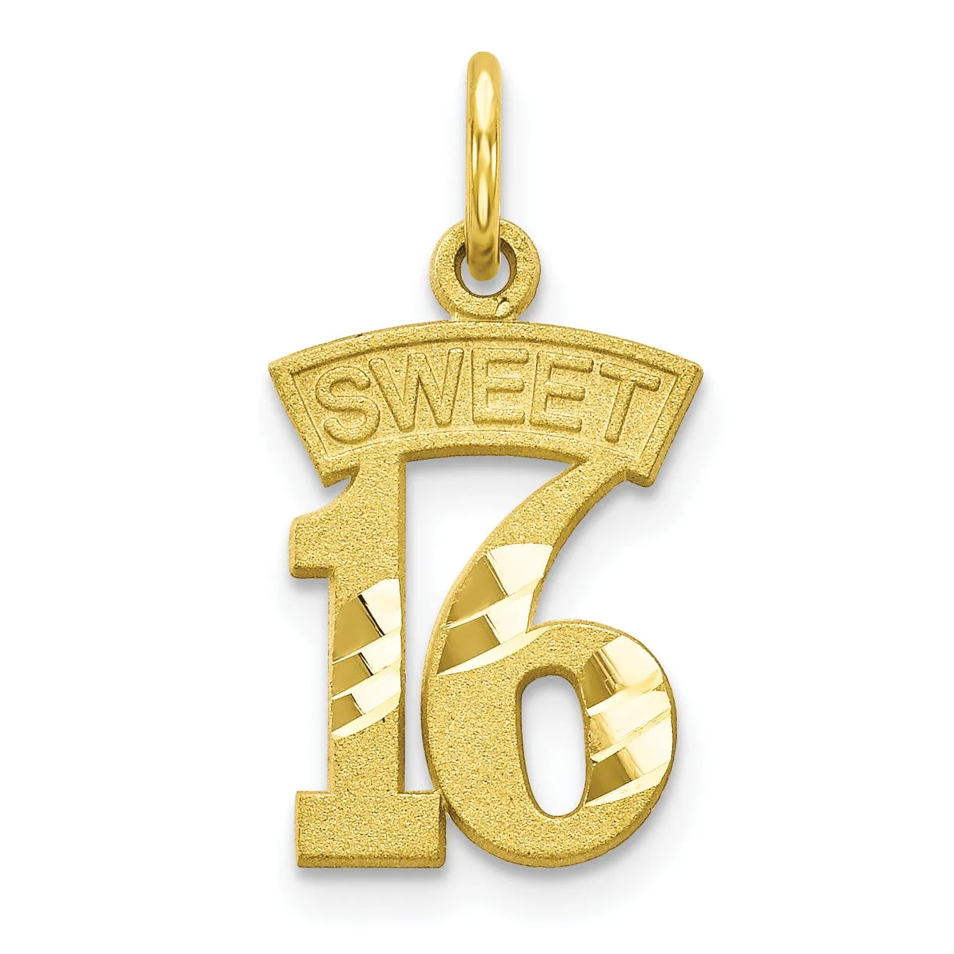 Solid 10k Yellow Gold Sweet 16 Birthday Pendant
