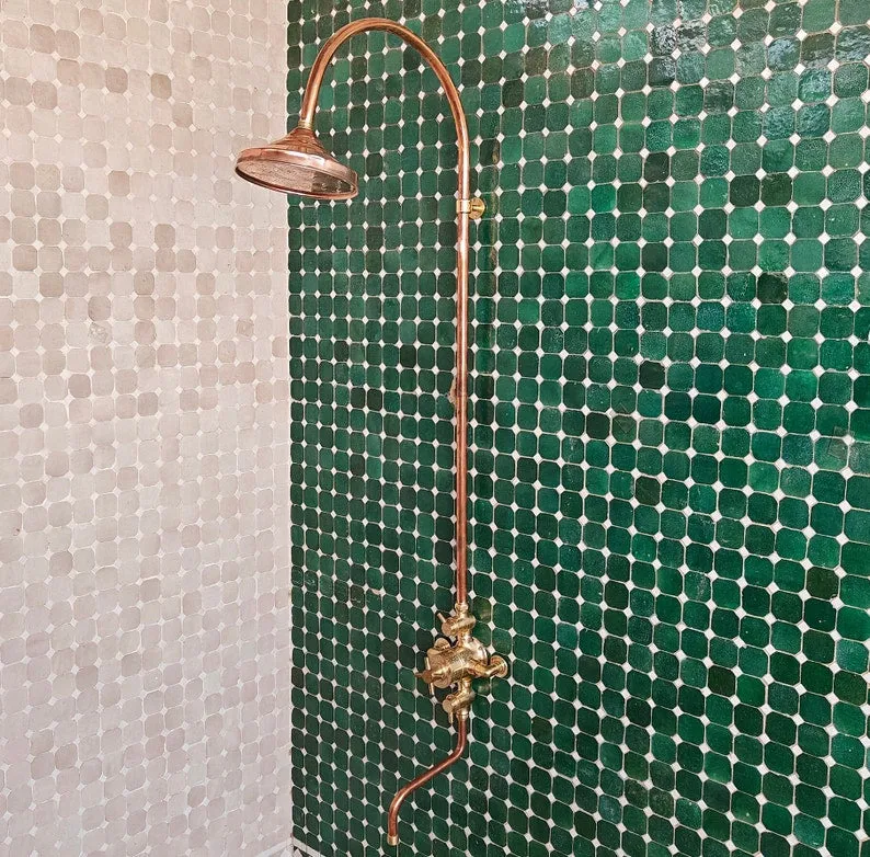Solid Brass Exposed Shower System - Elegant Bathroom Shower with Rainfall Shower Head