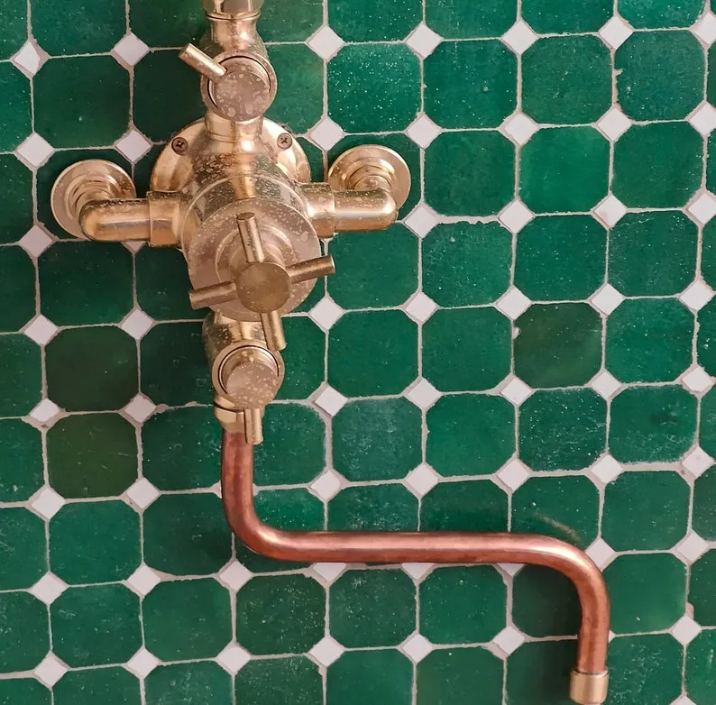 Solid Brass Exposed Shower System - Elegant Bathroom Shower with Rainfall Shower Head