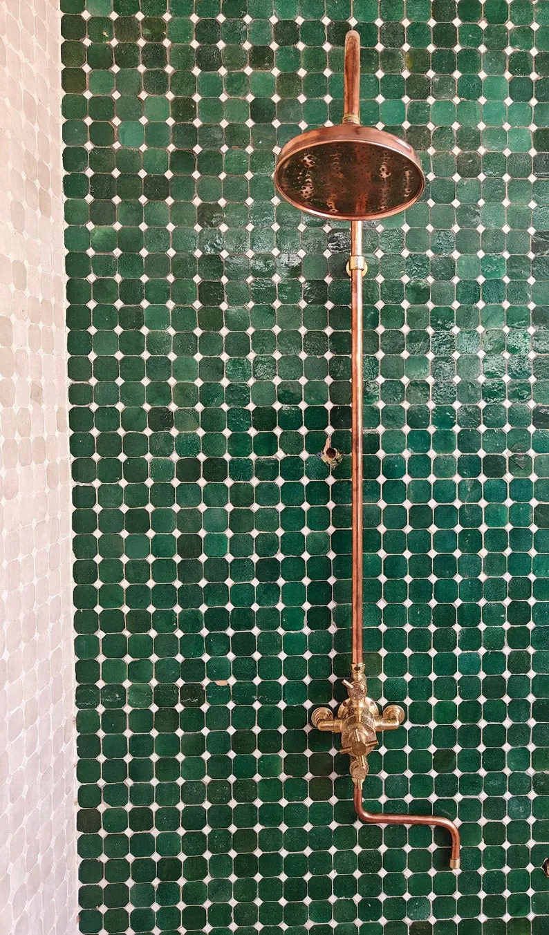 Solid Brass Exposed Shower System - Elegant Bathroom Shower with Rainfall Shower Head