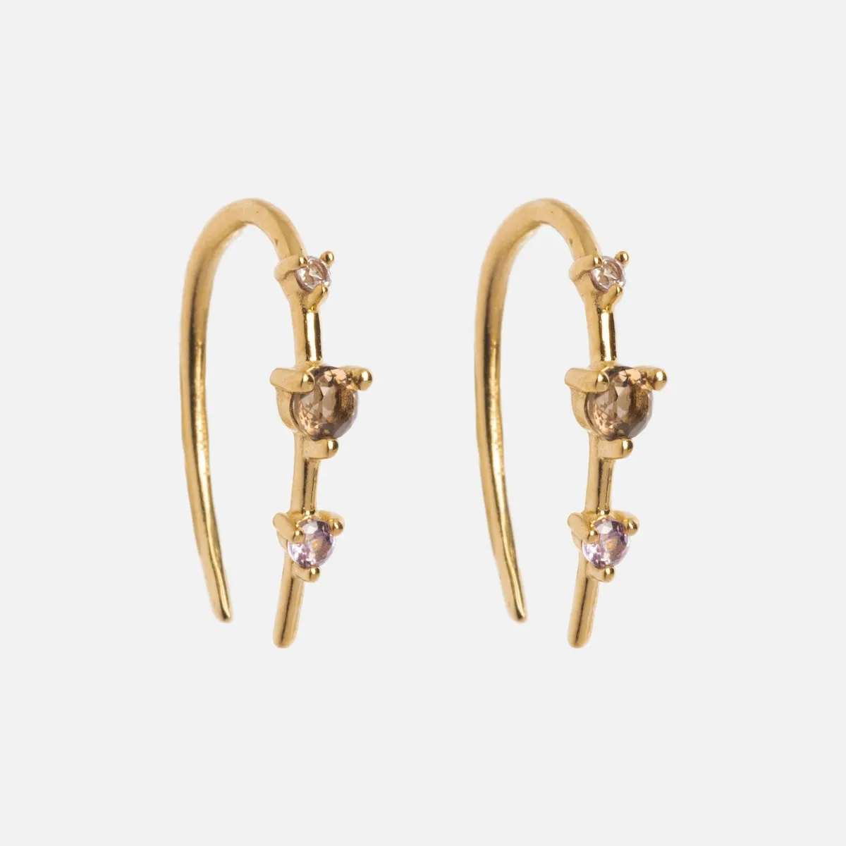 Solid Gold Ombre Birthstone Ear Huggers