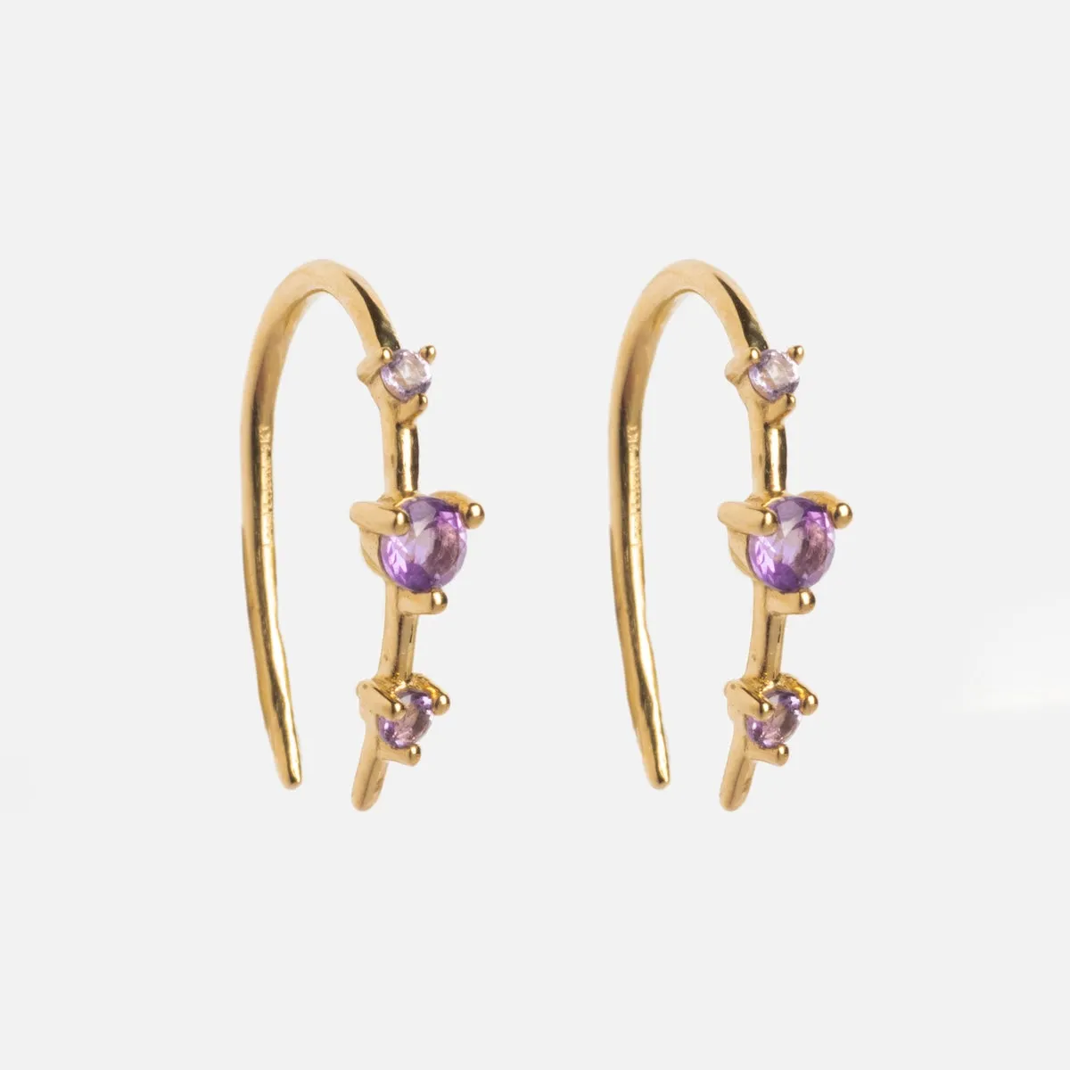 Solid Gold Ombre Birthstone Ear Huggers