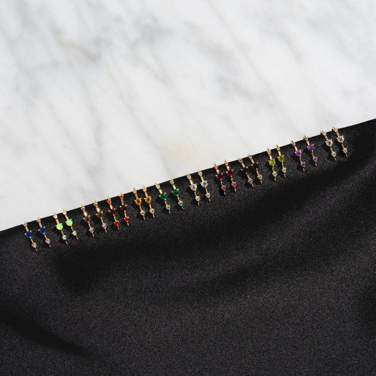 Solid Gold Ombre Birthstone Ear Huggers