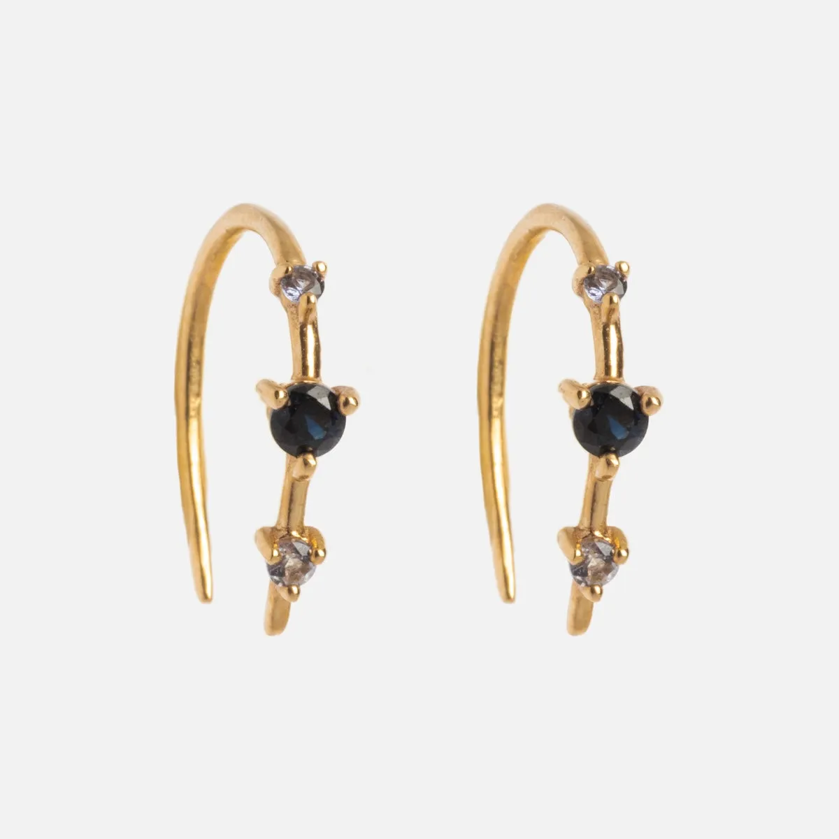Solid Gold Ombre Birthstone Ear Huggers